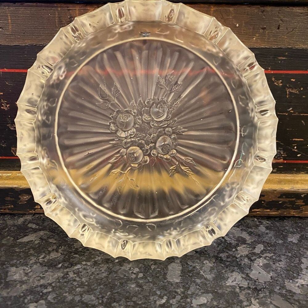 Fenton Frosted Cabbage Rose Ashtray Perfect